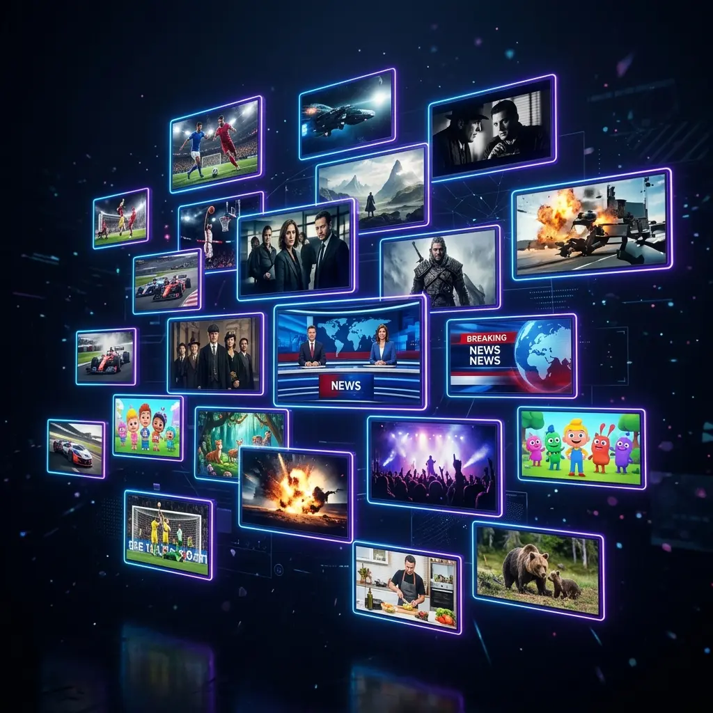 Kemo IPTV channel list interface and sports library