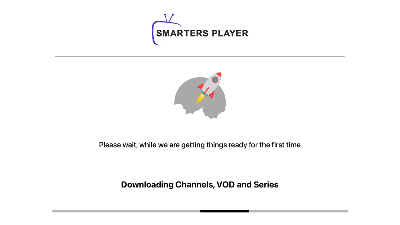 IPTV Smarters Pro loading screen showing setup in progress