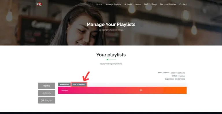 Click Add XC Playlist on ibo Player portal