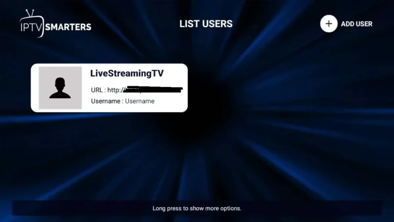 Select Kemo IPTV profile on List Users screen