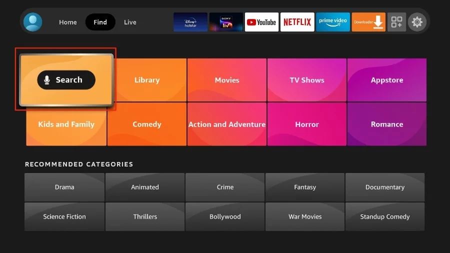 Select Search on FireStick