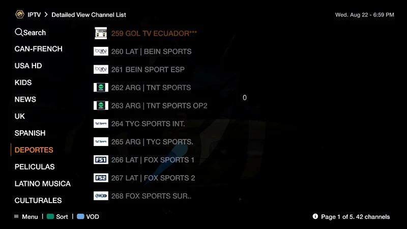 BuzzTV alternative interface with Settings button