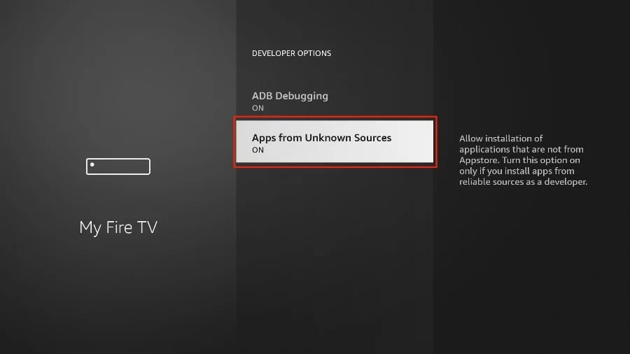 Turn ON Apps from Unknown Sources on FireStick