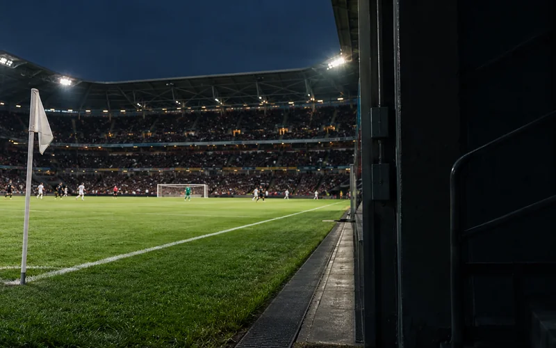 A stadium during an evening fixture