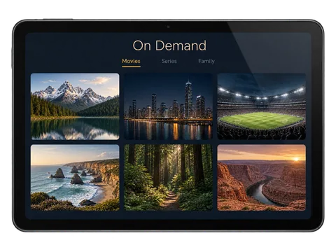 Kemo IPTV running on a tablet