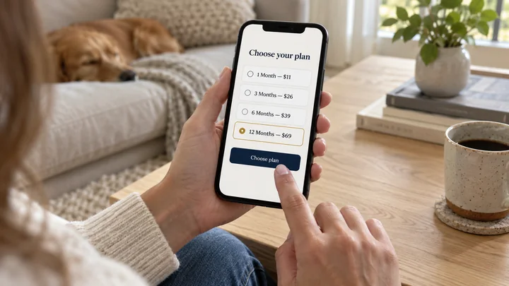 Choosing a subscription plan on a phone