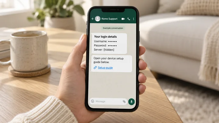 Login details arriving in a WhatsApp conversation