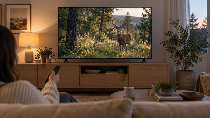 A television playing after setup is complete
