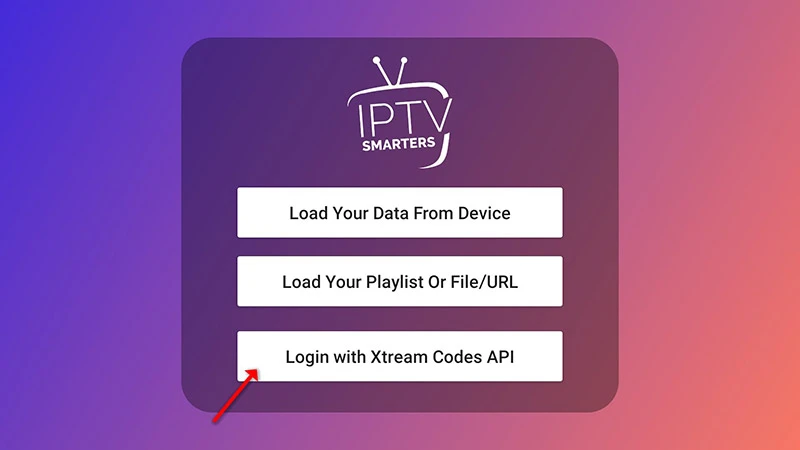 Xtream Codes login option in a television player